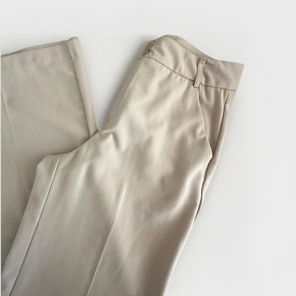 Rampage Tan Pinstripe Wide Leg Pants Size 9 Y2K Vintage Academia 30x33‎